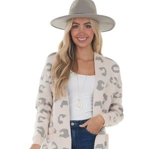 Blush leopard long cardigan Medium sweater